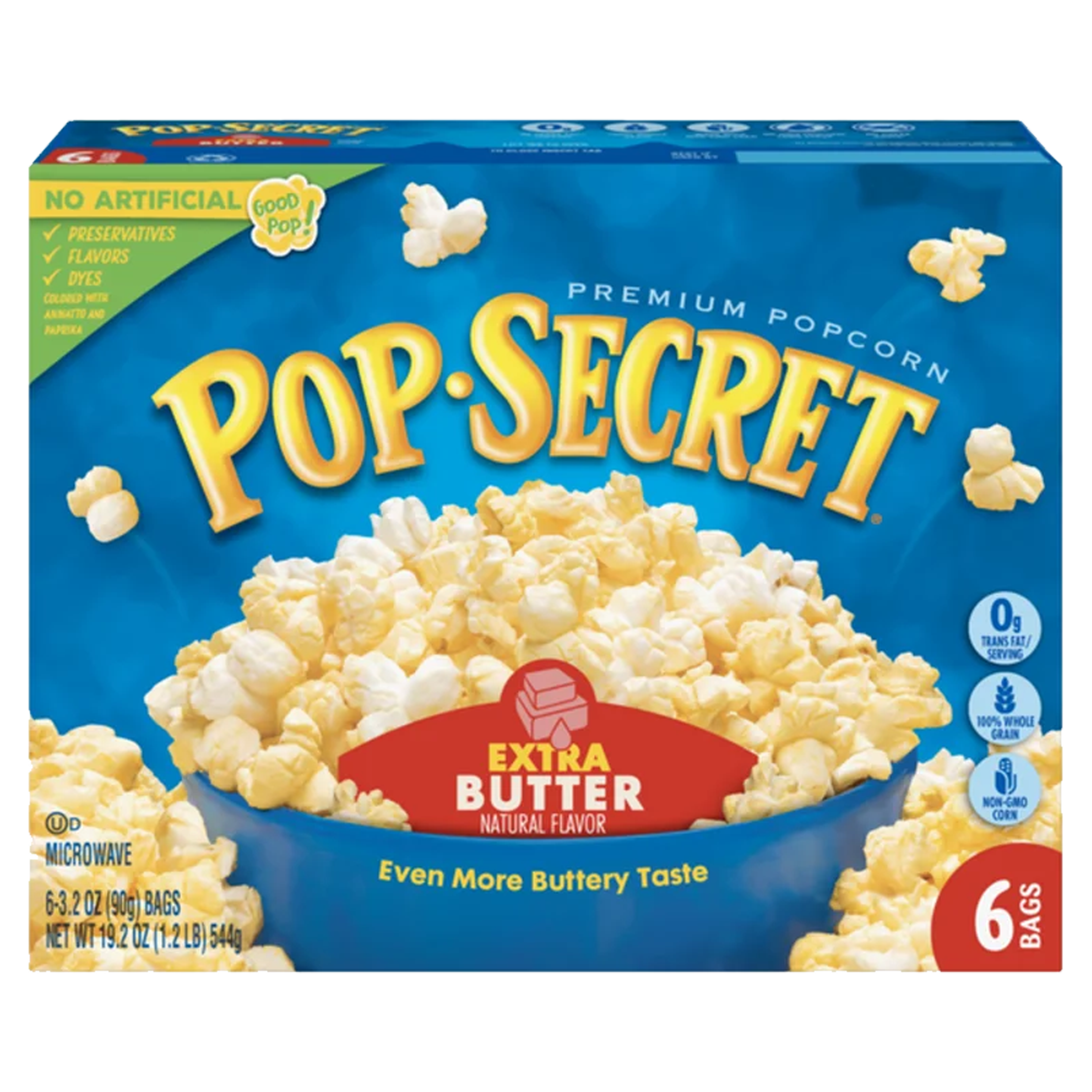 Pop Secret Extra Butter Microwave Popcorn 540g-(6 x 90g)