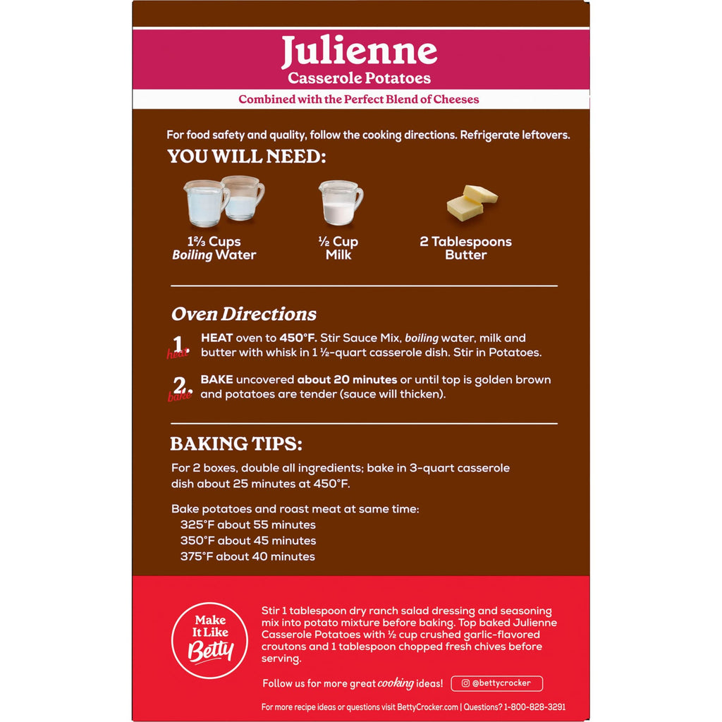 Betty Crocker Sliced Julienne Casserole Potatoes 113g
