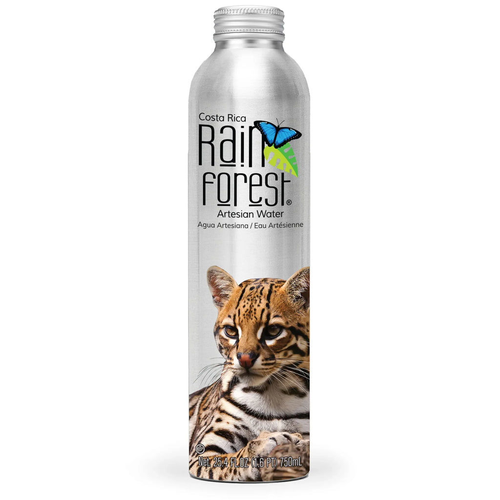 RainForest Artesian Water from Costa Rica. Aluminium Reusable Bottle 750mL