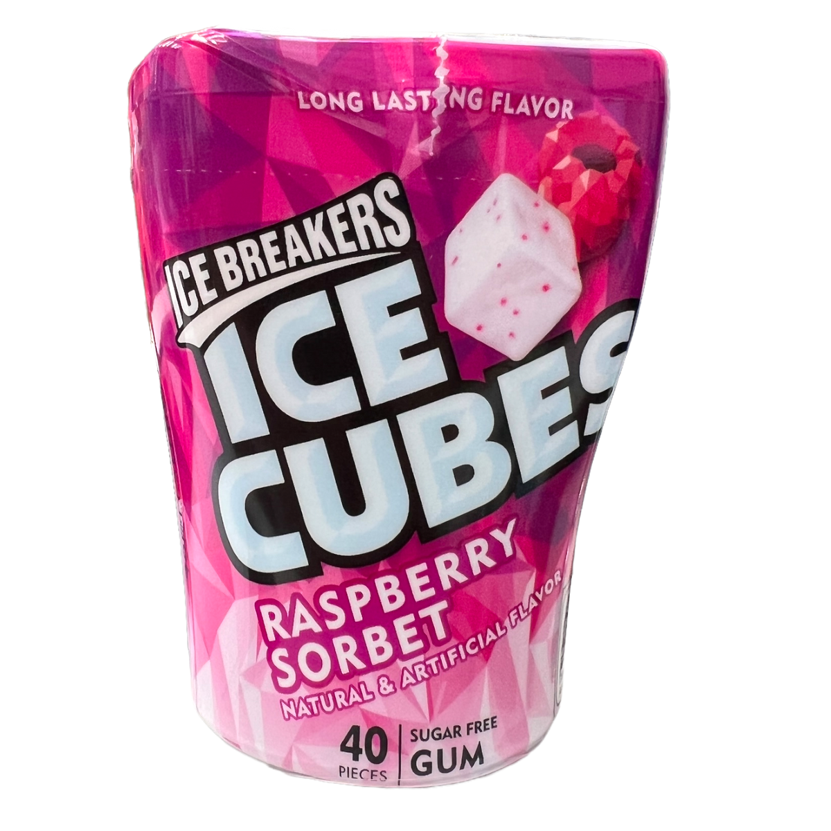 Ice Breaker Ice Cubes Bottle Raspberry Sorbet Sugar Free Gum 40 Pcs