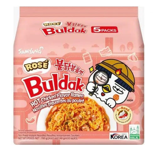 Samyang Buldak Rose Flavour Hot Chicken Flavour Ramen (140g X 5)