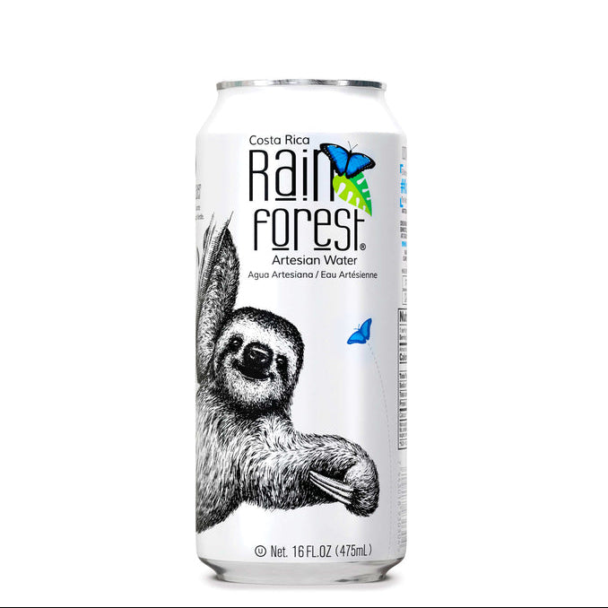 RainForest Premium & Natural Artesian Spring Water from Costa Rica, Aluminium Cans 475mL (Pack of 12)