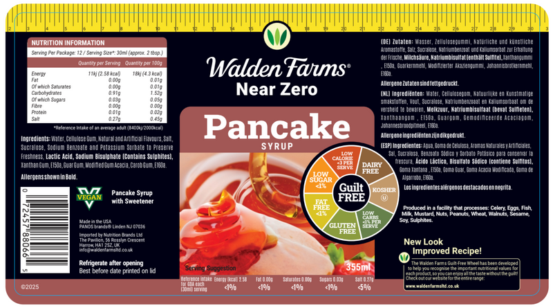 Walden Farms Gluten Free Vegan Pancake Syrup with Near Zero Fats, Sugar, & Calories