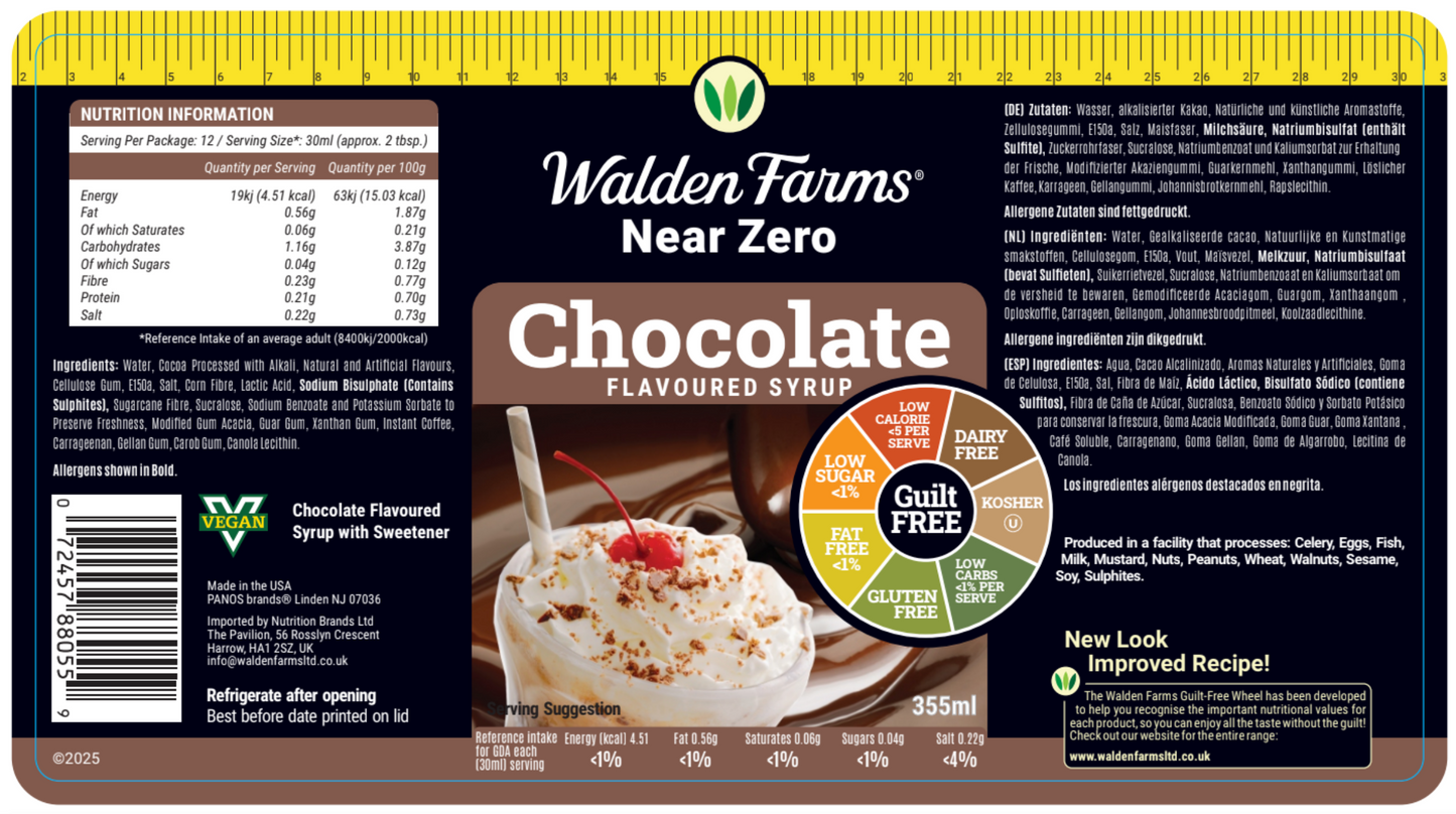 Walden Farms Gluten Free Chocolate Syrup with Near Zero Calories & Fats