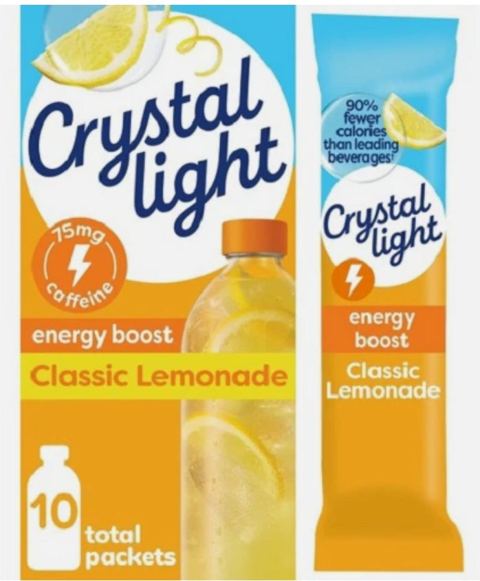 Crystal Light On The Go Classic lemonade (Energy Boost) Drink Mix 42.5g(Best Before Date:- 19/12/2025)