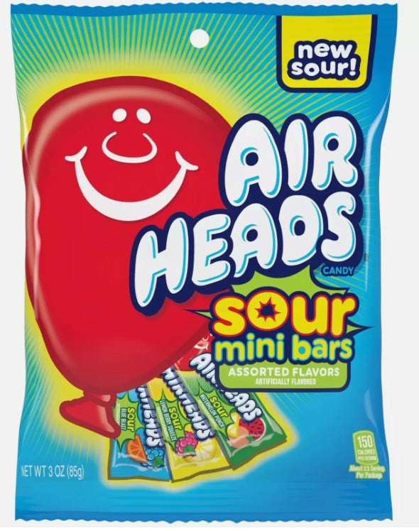 Airheads Mini Bars Bag Assorted Sours 85g (Best Before : Feb 2026)