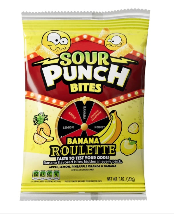 Sour Punch Bites Peg Bag 141g | Banana Roulette (Best Before : Jan 2026)