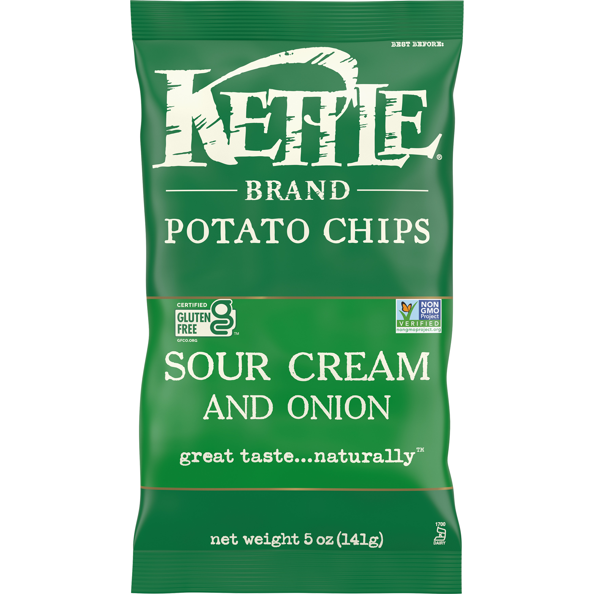 Kettle Brand Sour Cream and Onion Potato Chips 141g (Best Before Date 14/09/2024)
