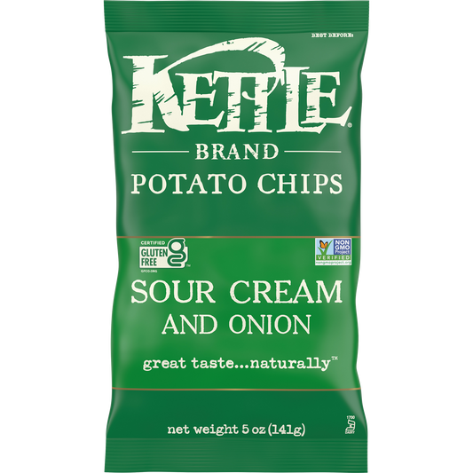 Kettle Brand Sour Cream and Onion Potato Chips 141g (Best Before Date 14/09/2024)
