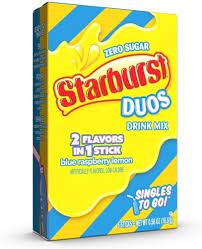 Singles To Go Starburst Duos Blue Raspberry & Lemon Drink Mix 16.5g (6 Sticks)