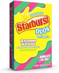 Singles To Go Starburst Duos Strawberry & Watermelon Drink Mix 12.4g (6 Sticks)