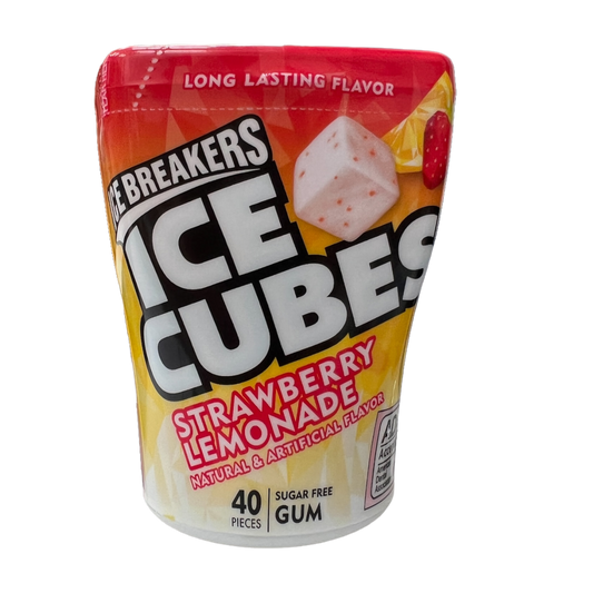 Ice Breakers Ice Cubes Strawberry Lemonade Sugar Free Gum 40 Pcs(Best Before Date 09/2025)
