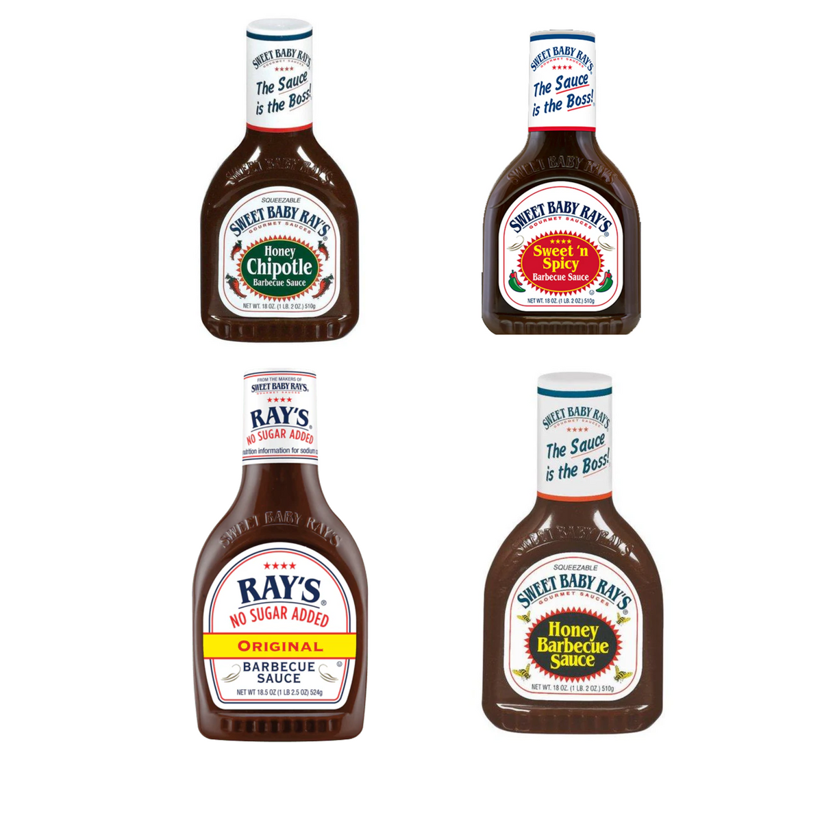 Sweet Baby Ray's 4 Pack | Original | Honey Chipotle | Sweet & Spicy and Honey BBQ