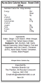 Ka-me Zero Calories Sauce - Sweet Chilli 237ml (Best Before : 09 March 2026)
