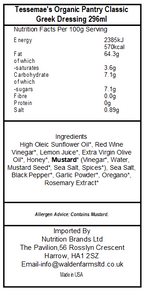 Tessemae's Organic Pantry Classic Greek Dressing 296ml (Best Before Date 01/03/2026)