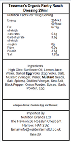 Tessemae's Organic Pantry Ranch Dressing 296ml (Best Before Date 03/03/2026)