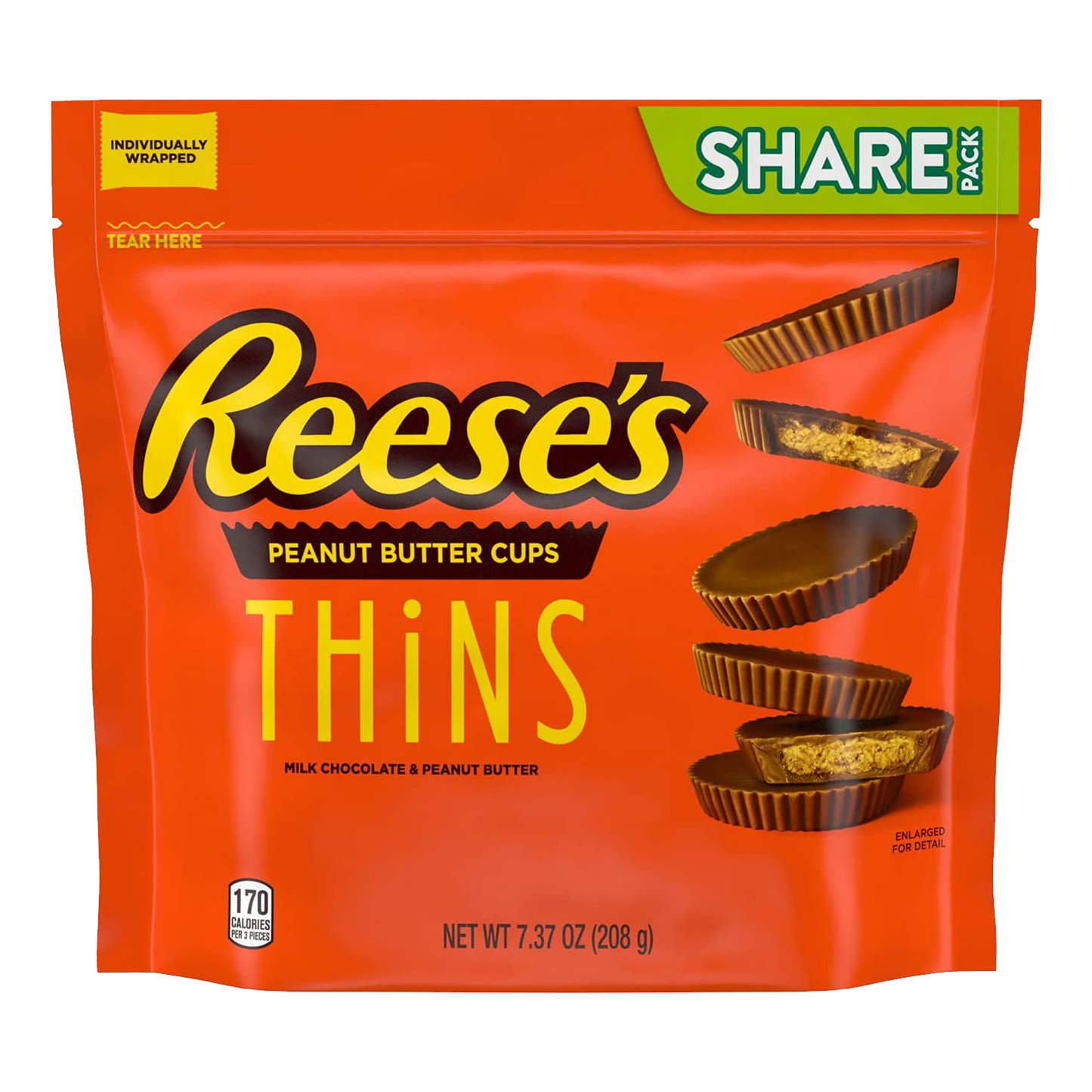 Reese's Thins Milk Chocolate & Peanut Butter Cups Bag 208g (Best Before Date:- 10/2025)