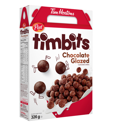 Post Timbits Chocolate Glazed Flavoured Cereal 311g [Canadian] (Best Before Date 27/11/2024)