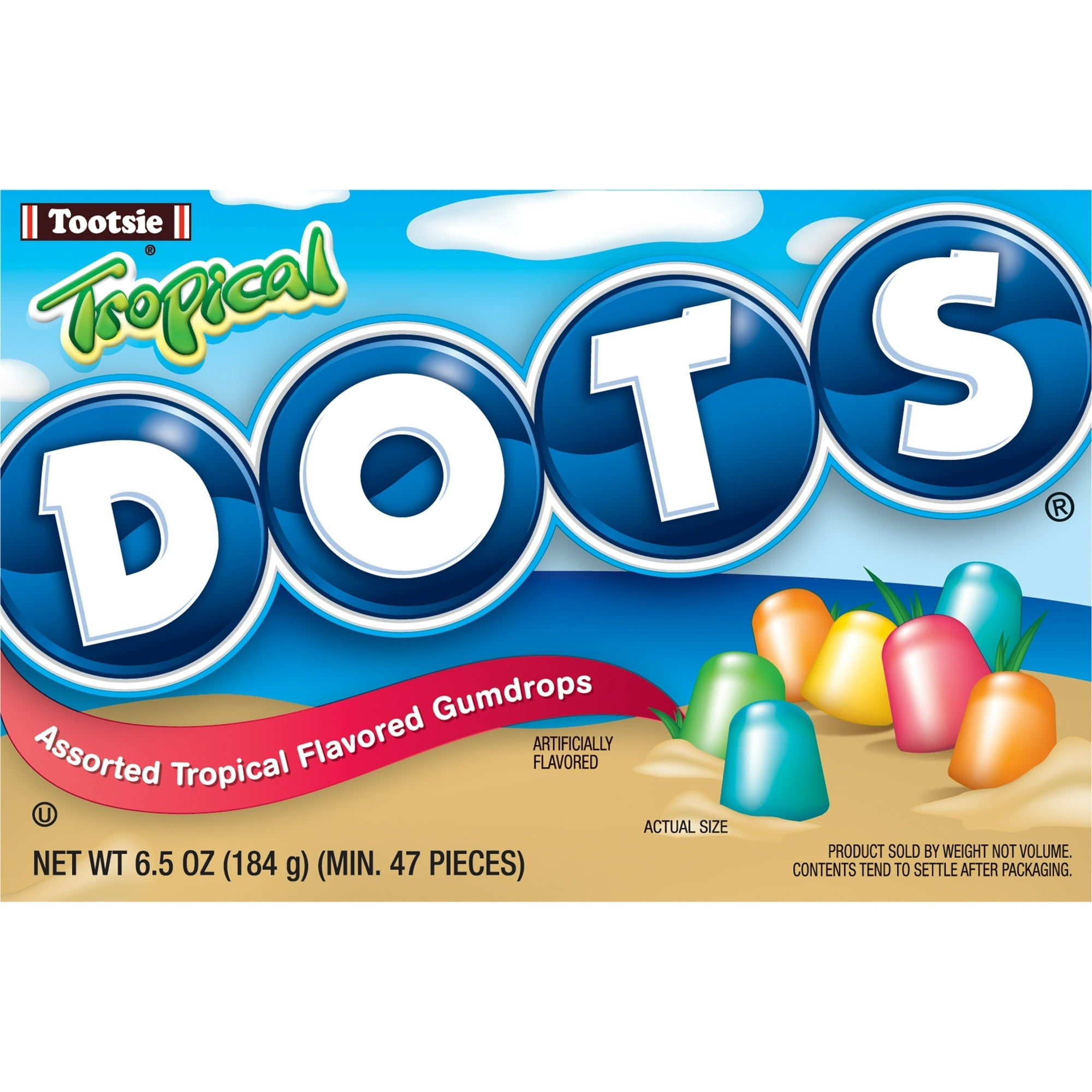 Tootsie Dots Assorted Tropical Flavoured Gummy Candy 184g (Best Before : Sep 2026)