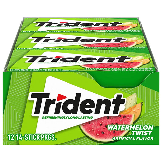 Trident Watermelon Twist Sugar Free Gum (12 Pack)(BEST BEFORE 21/05/2025)