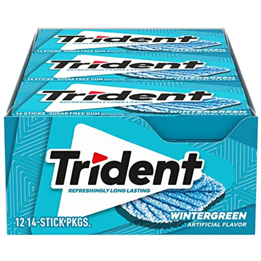 Trident Wintergreen Sugar Free Gum (12 Pack) (Best Before : 01 Apr 2025)