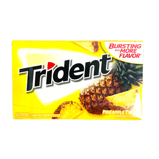 Trident Pineapple Twist Sugar Free Gum 14 Sticks (Pack of 2) (Best Before Date :- 23/APR/2025)