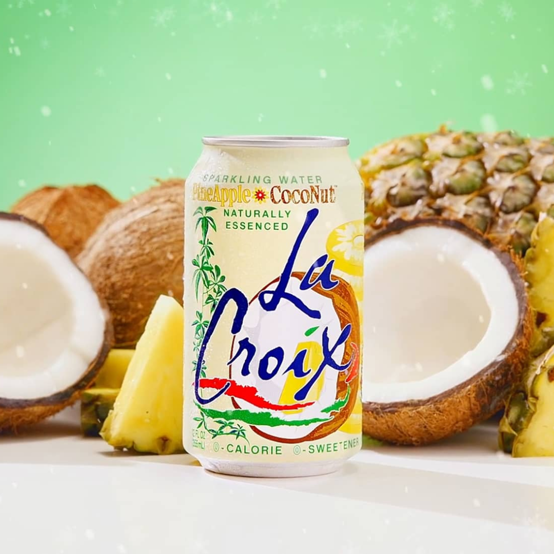 La Croix Pineapple Coconut Sparkling Water 355ml | Naturally Essenced, 0 Calories, 0 Sweetener, 0 Sodium
