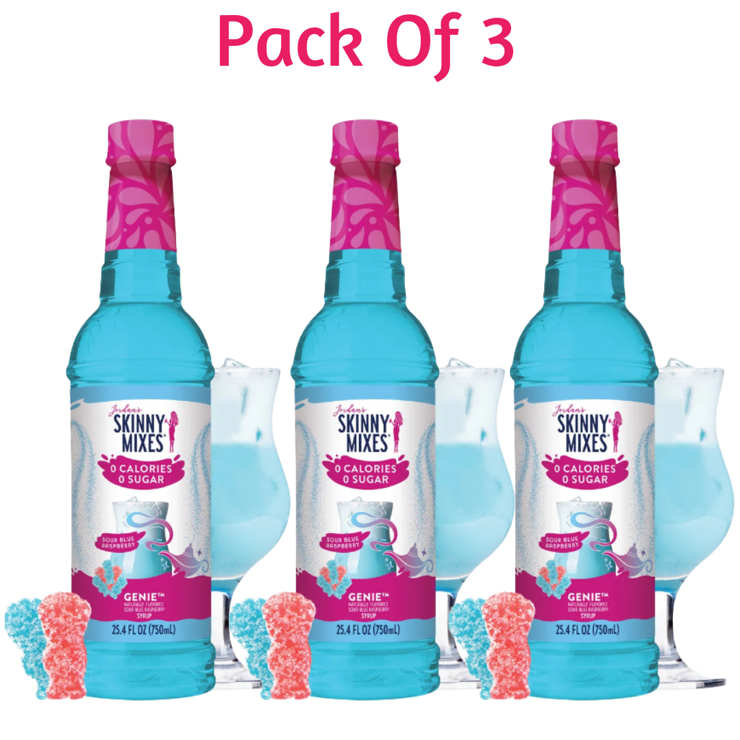 Sugar Free Genie™- Sugar Free Sour Blue Raspberry Syrup (Pack Of 3 Bundle)