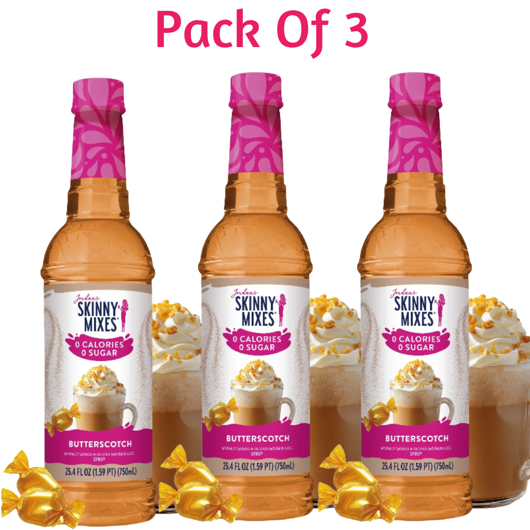 Skinny Syrups Sugar Free Butterscotch 750ml (Pack Of 3 Bundle)