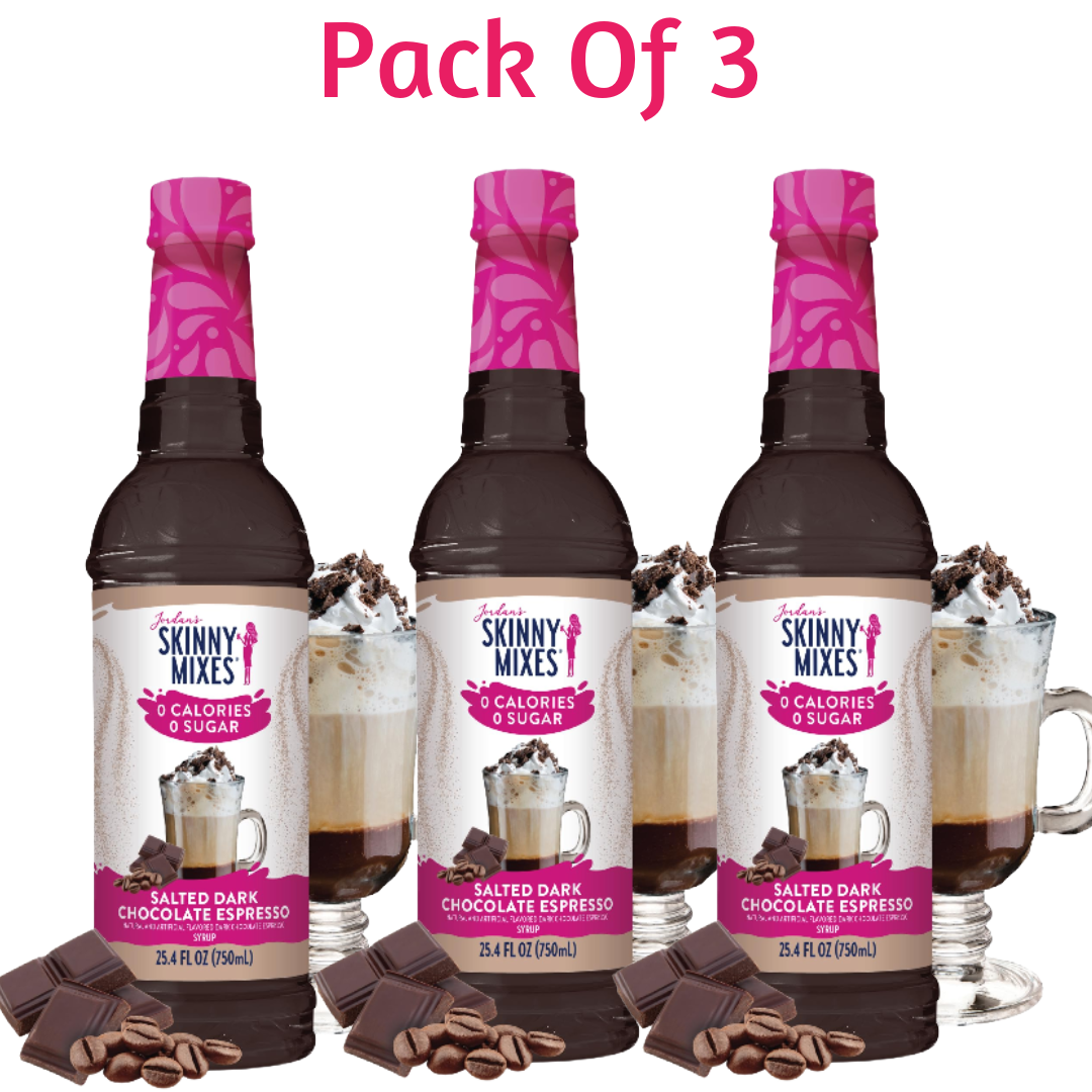 Sugar Free Salted Dark Chocolate Espresso Syrup (Pack Of 3 Bundle)