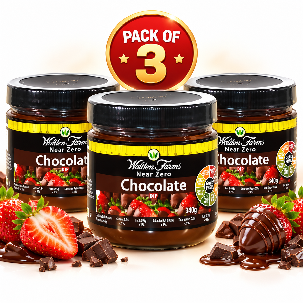 (3 For £9 Offer!) Walden Farms Near Zero Calories | Chocolate Dip | Great for Dipping & Spreading