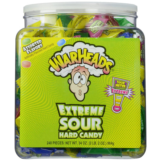 Warheads Extreme Sour Hard Candy Tub 964g-240 Pcs