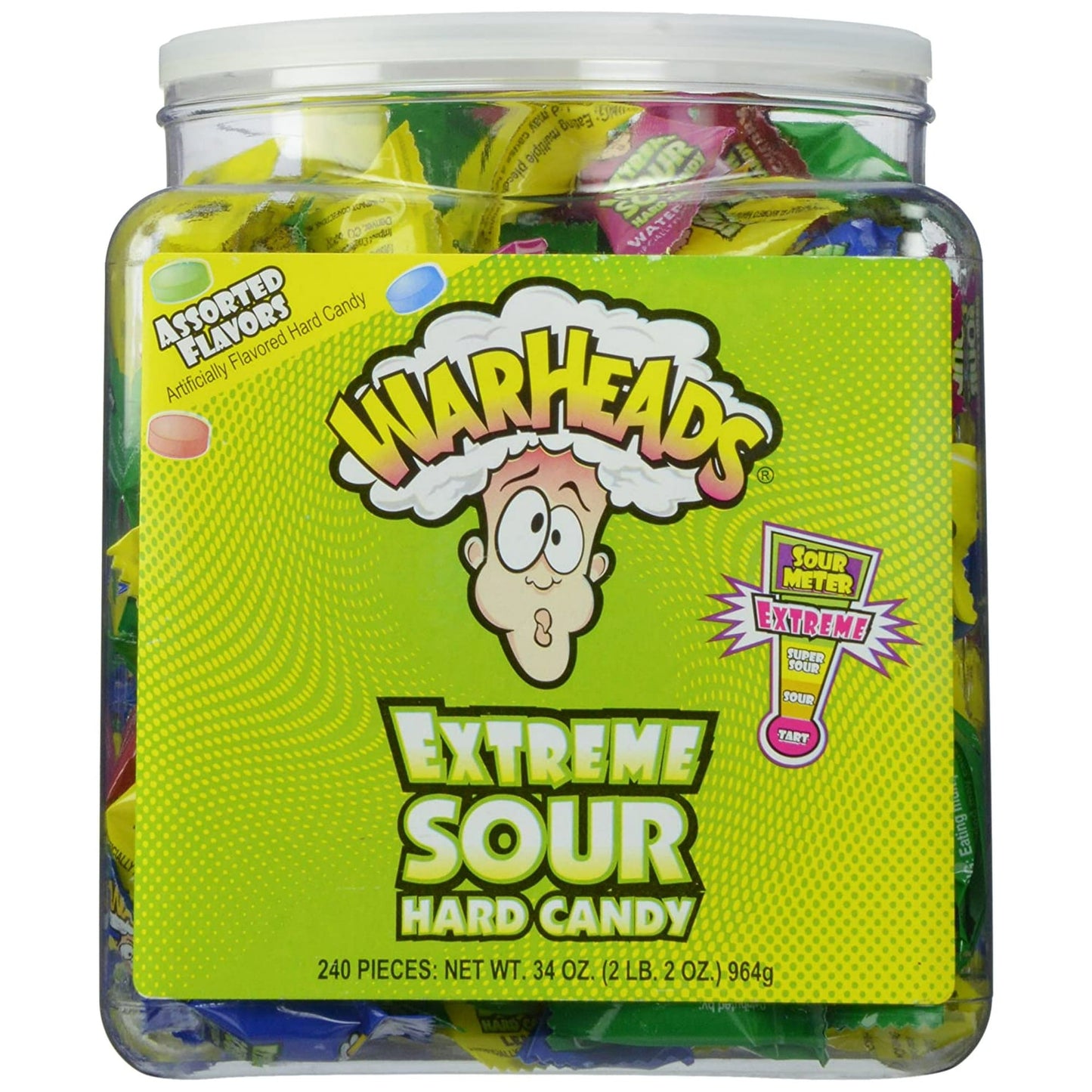 Warheads Extreme Sour Hard Candy Tub 964g-240 Pcs