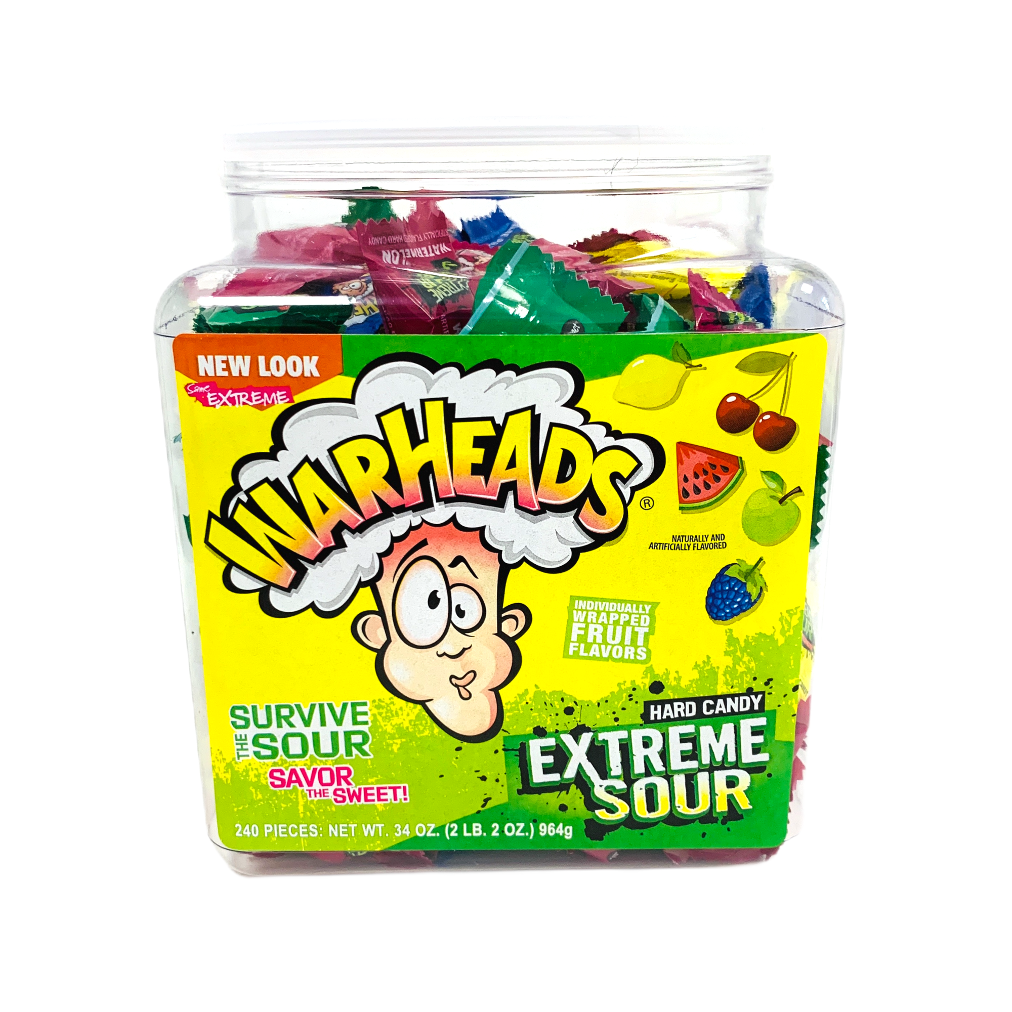 Warheads Extreme Sour Hard Candy Tub 964g-240 Pcs (Best Before Date:- Oct/2026)