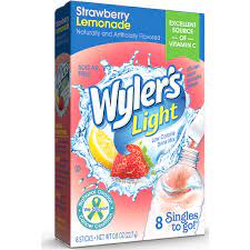 Singles To Go Wyler's Light Strawberry Lemonade Drink Mix 22.7g (8 Sticks)
