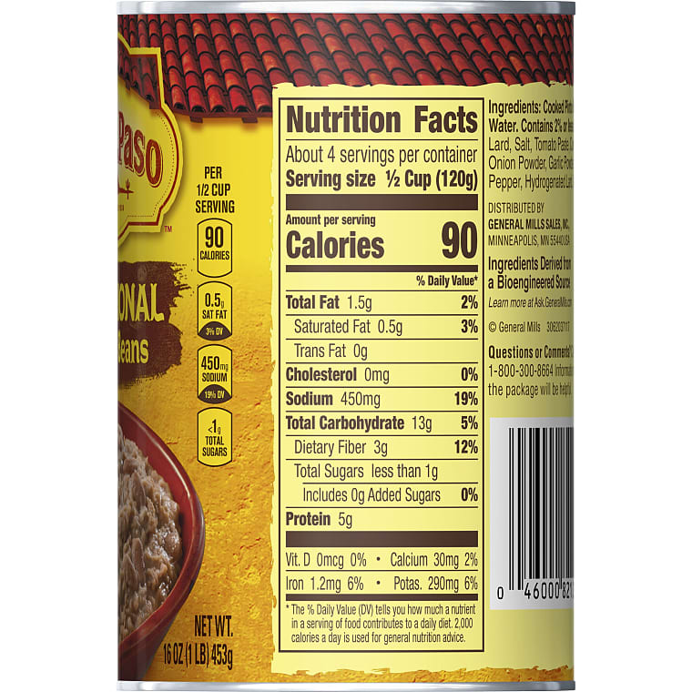 Old El Paso Traditional Refried Beans 454g (Pack of 3) (Best Before : 22 Nov 2025)