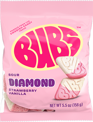 Bubs Candy Sour Diamond Strawberry Vanilla 156g