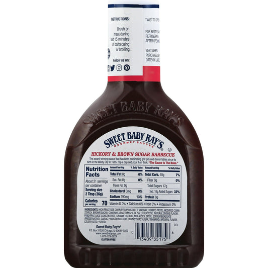 Sweet Baby Ray's Hickory & Brown Sugar Barbecue Sauce 794g Large(Best Before Date:-29/11/2025)