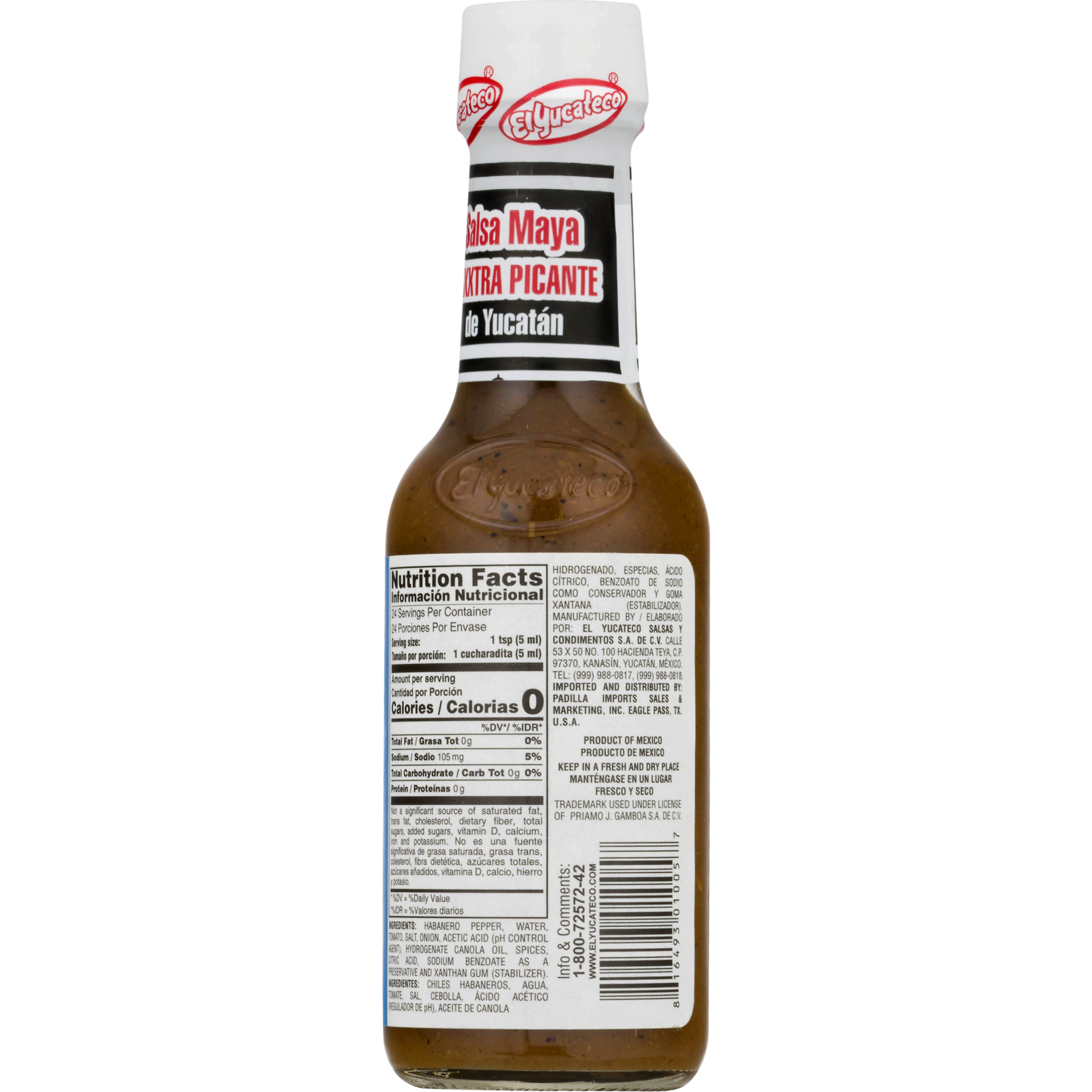 El Yucateco Salsa Picante Kutbil-ik De Chile Habanero Xxxtra Hot Sauce 120ml