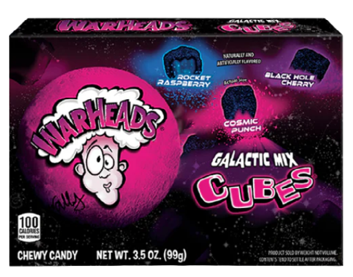 Warheads Theatre box Bundle | ooze chewz 99g | Galactic cubes 99g | Lil Worms 99g | Wedgies 99g | Cubes 99g