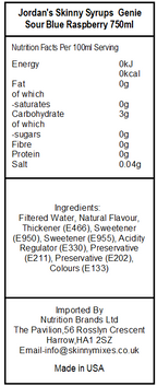 Sugar Free Genie™- Sugar Free Sour Blue Raspberry Syrup (Pack Of 2 Bundle)