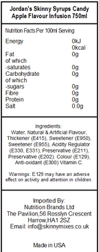 Skinny Sugar Free Candy Apple Syrup 750ml (Best Before : 13 May 2026)