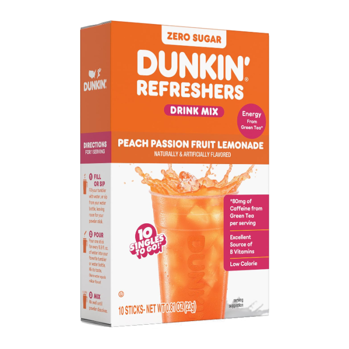 Dunkin' Refreshers Singles To Go Peach Passion Fruit Lemonade Drink Mix