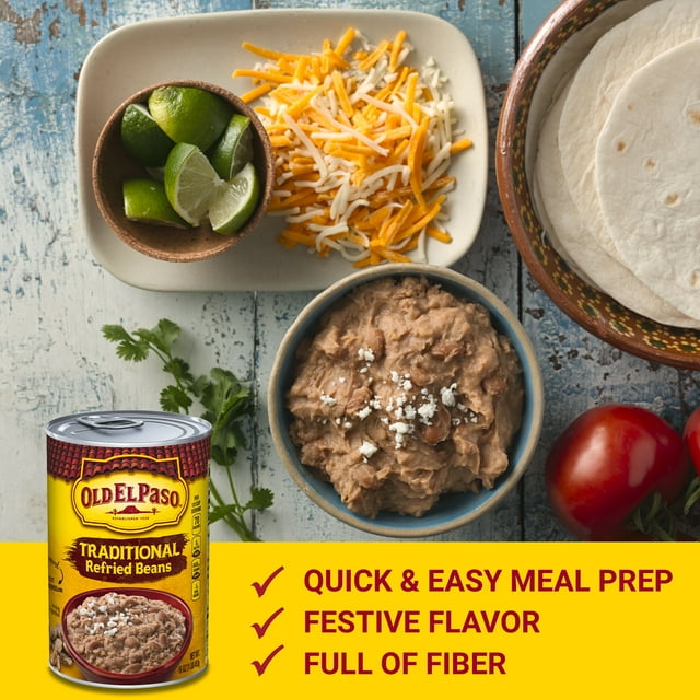 Old El Paso Traditional Refried Beans 454g (Pack of 3) (Best Before : 22 Nov 2025)