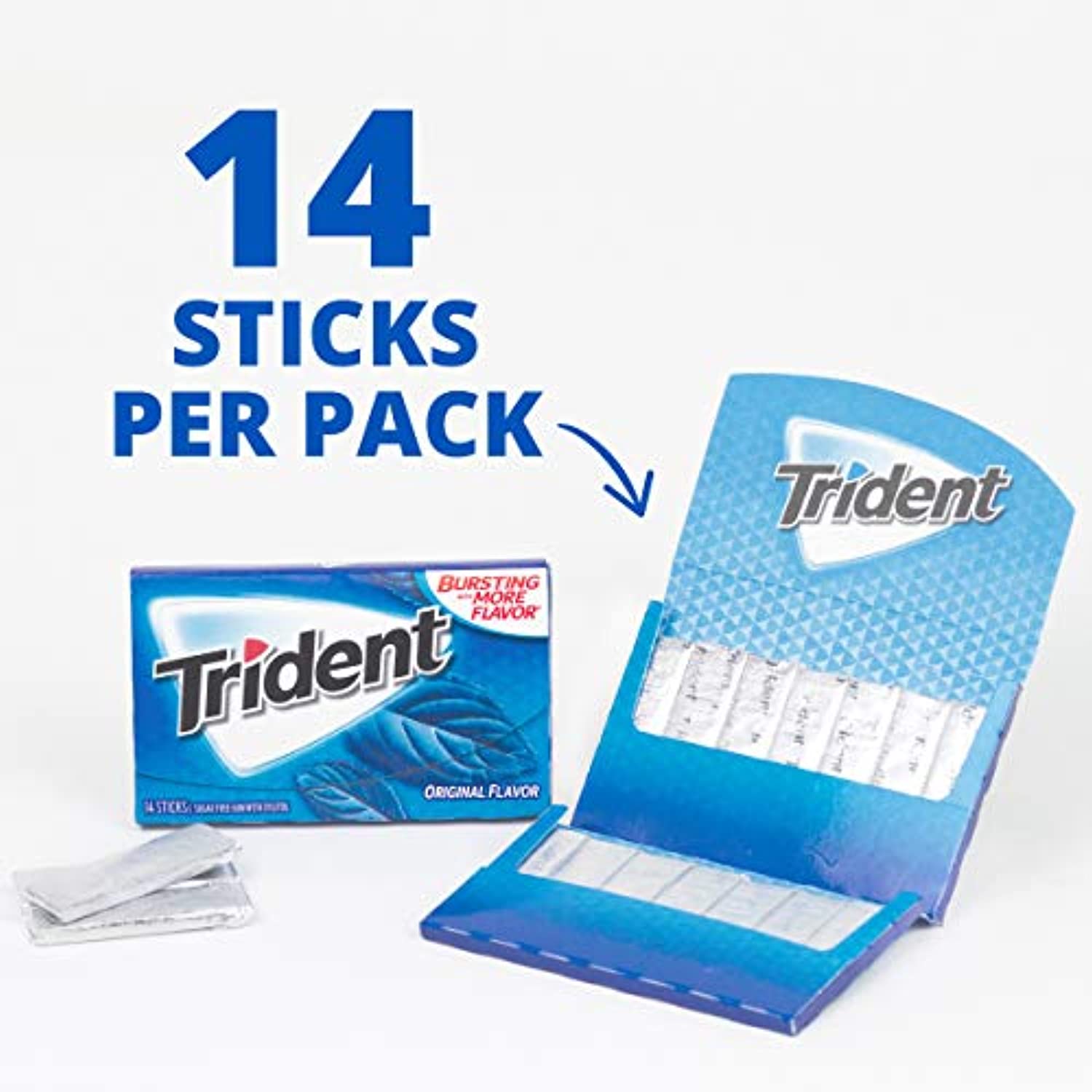 Trident Original Flavour Sugar Free Gum (12 Pack) (Best Before Date :-25/07/2025)