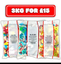 3 for £15 Pick n' Mix Sweets (3 x 1kg) [Fizzy + Jelly + Blue Mix]