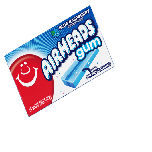 Airheads Blue Raspberry Gum with Micro Candies 14 Sticks (Best Before 04/2026)