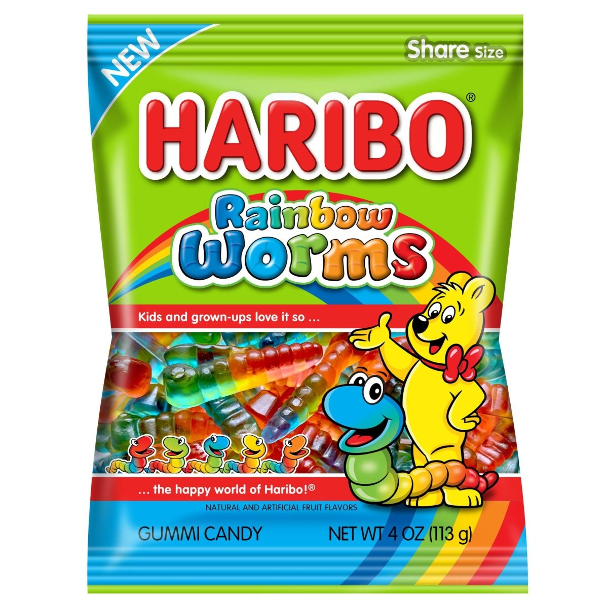 Haribo Rainbow Worms Gummy Sweets 113g (Best Before : 28 Nov 2026)