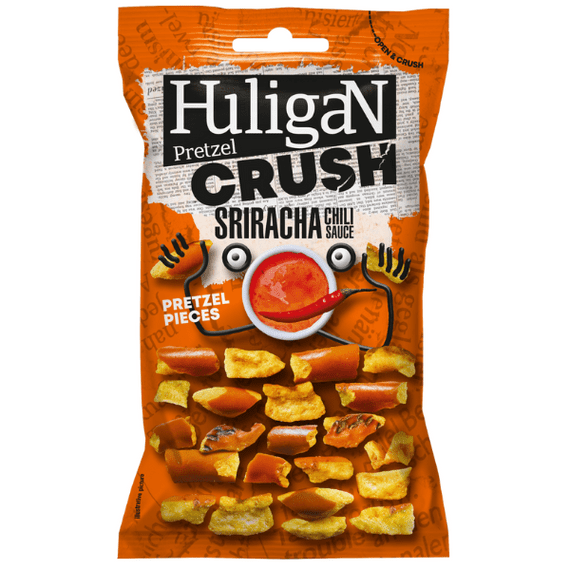Huligan Crush Siracha Chili Sauce Pretzel Pieces 65g (Pack of 3) (Best Before : 19 Nov 2025)