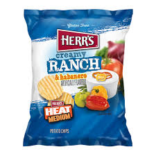 Herr's Creamy Ranch & Habanero Potato Chips 170g (Best Before 07/2026)